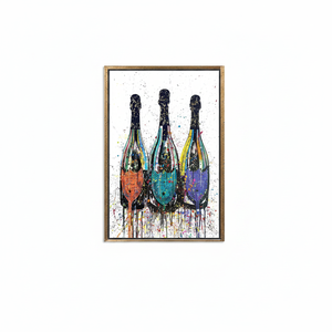Elegant Champagne Bottles <b>Canvas</b> Print: Modern Kitchen Wall Art,GOLD <b>FRAMED</b> <b>CANVAS</b> - Product Image 2