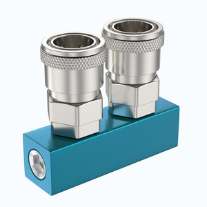 Conector de escape multipuerto de aluminio DDE Dade Pneumatics de 1/2 pulgada de diámetro para compresor de aire, conexión rápida - Product Image 1