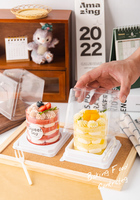 Boîte d'emballage pour petits gâteaux, boîte transparente pour gâteaux coupés en tranches, mousse, dessert, avec fourchette