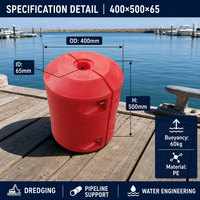 Flotador de ingeniería marina OEM personalizado de fábrica directa, de PE, con tubo de 65 mm de diámetro interior, de alta flotabilidad y de diámetro medio, para dragado de lodos