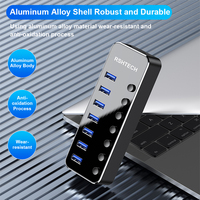 RSHTECH Hub 3.0 de 4/7 Puertos con Fuente de Alimentación de CC 5V/2A, Hubs Tipo C de 5 Gbps, Adaptador de Estación de Acoplamiento USB C 7 en 1 para Computadora Portátil