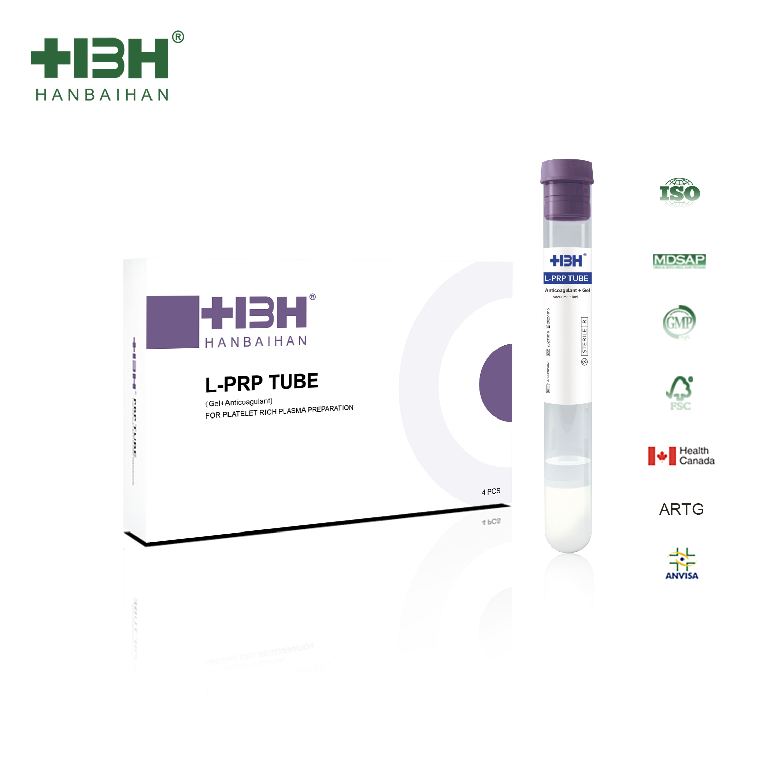 HBH OEM Pyrogen Free Тройная Стерильная PRP трубка с гелем и антикоагулянтом