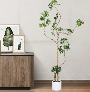 Planta verde de simulación, pie de pato, madera, luz de gama alta, sala de estar interior de lujo, planta de suelo en maceta grande, bonsái - Product Image 2