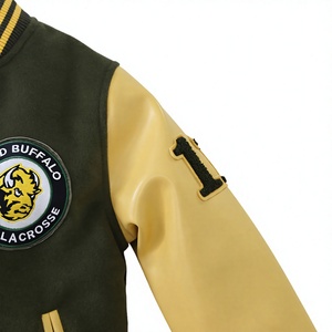 OEM ODM Custom Varsity <b>Jacket</b> Men Navy Blue Striped Rib <b>Patchwork</b> Letterman <b>Jacket</b> Winter Wool Leather Bomber <b>Jacket</b> Manufacture - Product Image 4