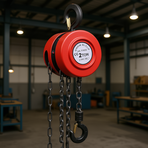 Paranco a Catena Manuale da 2 Tonnellate, Funzionamento Manuale, Grado Industriale, Colore Rosso, Modello D0100HRS2HP - Product Image 2