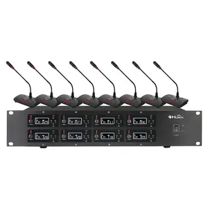 8 Saluran Diskusi Digital Mikrofon Gooseneck Set Sistem Konferensi Nirkabel UHF