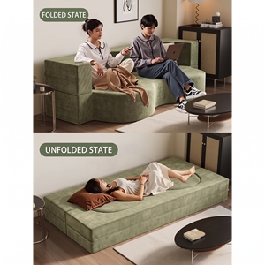 Divano Letto Convertibile in Tessuto Ondulato, Divano Modulare da Terra per Soggiorno, Camera da Letto, Piccolo Appartamento, Arredamento Moderno e Morbido per la Casa - Product Image 2