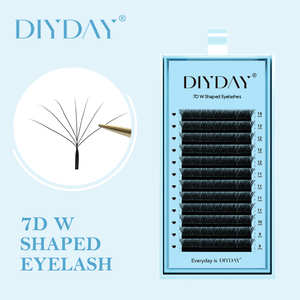 Extensions <span class=keywords><strong>de</strong></span> <span class=keywords><strong>cils</strong></span> 7D W Fan PBT, <span class=keywords><strong>prix</strong></span> d'usine DIYDAY. Service OEM <span class=keywords><strong>Cils</strong></span> Préfabriqués - Product Image 1