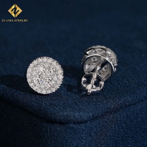 Iced Out Round Halo Honey Comb 925 Sterling <b>Silver</b> Lab Grown Diamond Luxury <b>Wedding</b> Jewelry for Women - Product Image 4