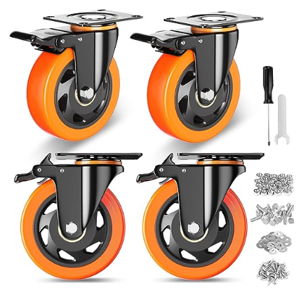 Heavy Duty Casters Locking Industrial Swivel Top Plate Furniture and Workbench Cart 4 Inch Caster Wheels