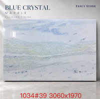 Dalle de marbre bleu cristal FANCY STONE 1,8 cm finition polie pour comptoirs de cuisine, meubles-lavabos de salle de bain, murs et projets d'aménagement intérieur