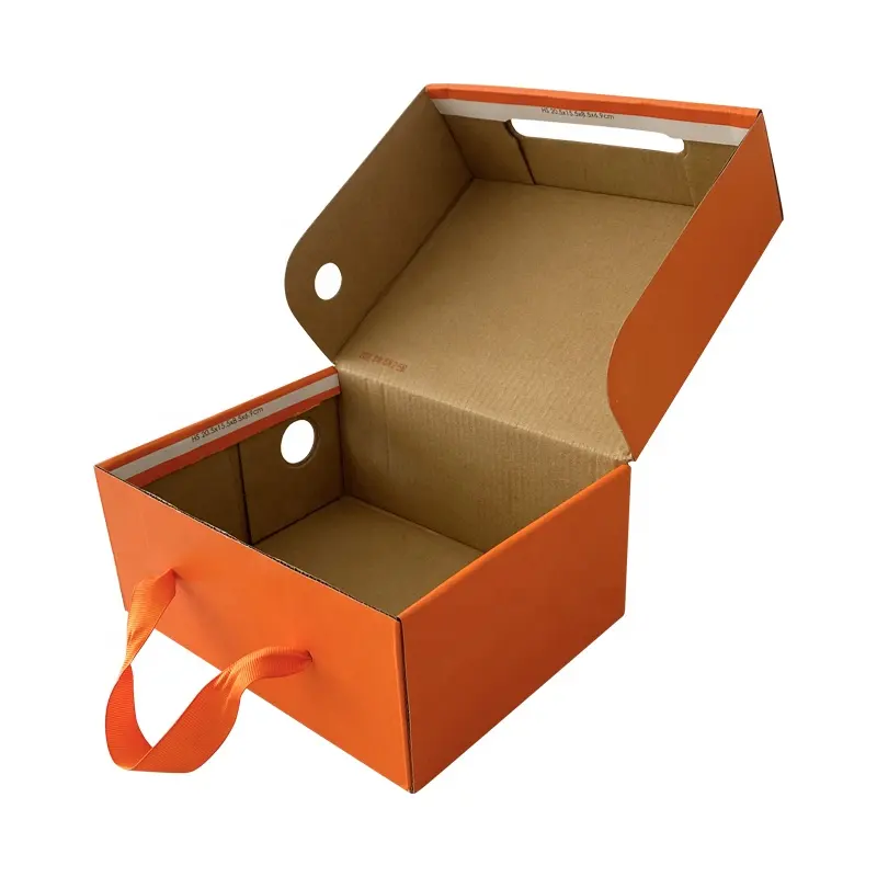 Portable Shoes Packaging Paper Boxes Custom Corrugated Cardboard Paper Box with Handle for Shoes Wrapping Shoes Paper Boxes