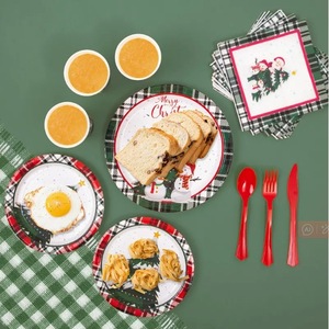 DAMAI in Stock Christmas Paper Plates and Napkins Sets for 24 Guests Christmas Dinnerware Disposable Paper Plates Napkins Cups - Product Image 5