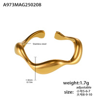 Anillo Curvo Liso de Diseño Minimalista Europeo y Americano, Anillo Personalizado para Mujer, Anillo de Moda, Joyería