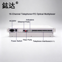 Multiplexeur téléphonique Mux 16 canaux Fxs/Fxo Voix sur fibre optique PCM avec Ethernet 100M avec interface RJ11