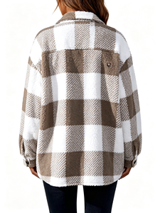 Camisa Chaqueta Holgada a Cuadros de Moda para Mujer, Casual y Versátil, con Hombros Caídos, Manga Larga y Botones Frontales, Ideal para Invierno - Product Image 3