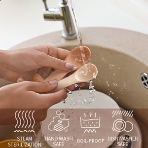 BPA Free an toàn Silicone uốn cong muỗng với PP Hộp bao bì cho ăn và đào tạo Spoon <span class=keywords><strong>Set</strong></span> cho bé LED cai sữa - Product Image 4