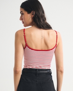 LEDUO 2026 Popular Chic Striped <b>Adjustable</b> Spaghetti Strap Women <b>Square</b> Neck Cami Top - Product Image 2