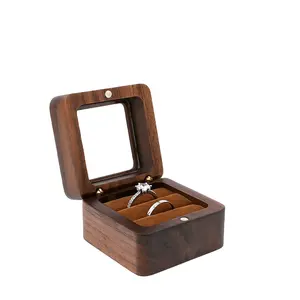 Versand bereit Schmuck verpackungs boxen Holzkisten ring und Ohrringe Holz schmuck ring boxen