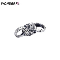 Hip Hop oxydé argent Sterling 925 crâne Double Bracelet fermoir pour hommes connecteur de bijoux