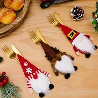 Porte-couverts de Noël Gnome sans visage, sacs pour couteau, fourchette et cuillère, décoration de table de Noël
