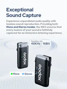 GODOX Système de microphone sans fil 2.4GHz WEC kit2 pour appareils photo <span class=keywords><strong>Sony</strong></span> Max 200m Los Range pour interviews Commentaires en direct Tournage - Product Image 3