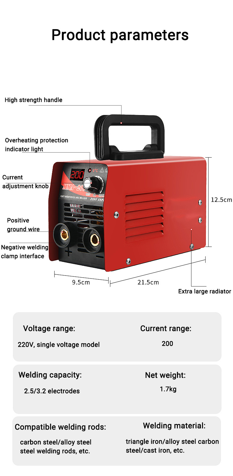 120A Portable Mini ZX7-225 Welding Machine - High Power