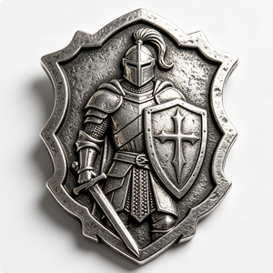 Escudo Medieval Personalizado en Aleación de Zinc con Relieve 3D, Forma de Escudo Plateado Antiguo para el Día del Padre o el Año Nuevo Chino - Product Image 2