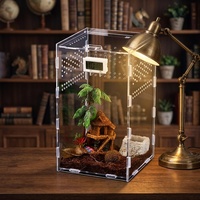 Terrarium en acrylique transparent pour reptiles, cage d'élevage ventilée pour lézards, geckos, araignées et serpents