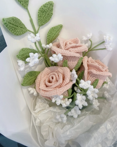 Vente chaude Fleurs décoratives de mariage en tricot Petites <span class=keywords><strong>marguerites</strong></span> Tulipes Roses Bouquets Fleurs au crochet Fait main - Product Image 5