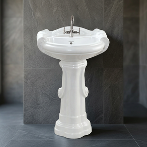 Juego de Lavabo con Pedestal de Porcelana Sanitaria, Modelo Big Sterling, Acabado Rojo Brillante, Fácil de Limpiar, Ecológico, Diseño Moderno - Product Image 3