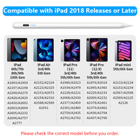 Stylet actif en plastique pour iPad 2022, avec rejet de la paume et affichage de la puissance, compatible avec les modèles Pro et Mini 2021, 2020, 2018, accessoires tactiles