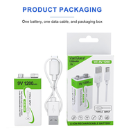 Baterai Isi Ulang USB Li-ion 9V 1200mAh, Pengisian Daya USB Terintegrasi, Masa Pakai Panjang, Output Stabil untuk Mikrofon, Mainan 502040