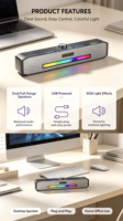 Altavoz Multimedia USB Luminoso de Modo Dual con Cable y Bluetooth 5.0 B02 para PC, Portátil, Computadora de Escritorio Todo en Uno, Mini Barra de Sonido