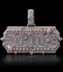 Collar con colgante de moissanita estilo hip hop Iced Out para mujer, con colgante de moissanita brillante - Product Image 1