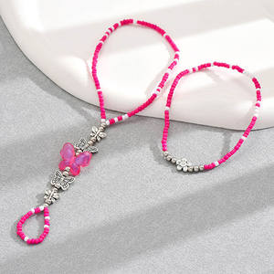 Nouvelle mode vente chaude créative bohème vacances tissé géométrique <span class=keywords><strong>papillon</strong></span> riz perle <span class=keywords><strong>cheville</strong></span> pour les femmes en gros - Product Image 6