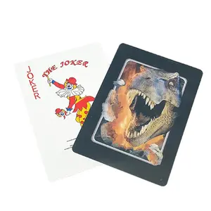 3D holo graphische Dinosaurier lustige Spielkarten hochwertige Druck benutzer definierte Poker Spielkarten Kunststoff hersteller