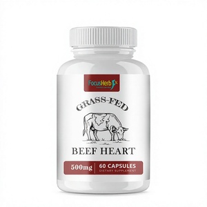 Cápsulas Vegetales de Corazón de Res Alimentado con Pasto de Marca Propia FocusHerb para el Apoyo Inmunológico - 500 mg, 60 Cápsulas/Botella, Kosher, Halal - Product Image 1