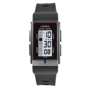 LASIKA, venta al por mayor de relojes deportivos digitales de lujo, pantalla <span class=keywords><strong>LCD</strong></span> con logotipo personalizado, resistente al agua, caja cuadrada, cronómetro de banda de plástico - Product Image 3
