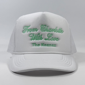 Casquette de camionneur personnalisée faveurs de mariage pour adultes de <span class=keywords><strong>CHARLOTTE</strong></span> avec amour nom brodé blanc vert corde casquettes de baseball avec filet - Product Image 2
