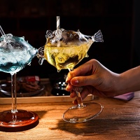 Verre à cocktail fantaisie en forme de poisson-bouffant, multifonctionnel, 8 oz, pour bar, avec paille