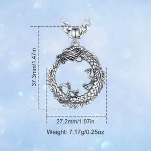 Merryshine 2025 925 perak murni vegvissir Norse Viking perhiasan Gotik kalung halus liontin kepala naga - Product Image 5