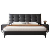 Cama Matrimonial Moderna y Casual Love Zone, Tapizada en Cuero Vacuno de Primera Capa, Ecológica, para Uso Comercial