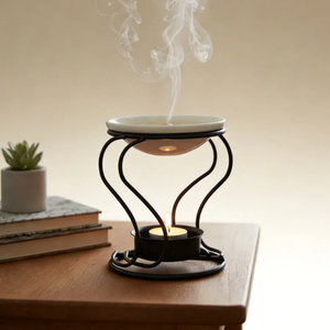 Romántico Calentador de Aceite para Velas de Té Europeo, Quemador de Aceite Metálico con Plato de Cerámica para Velas de Té - Product Image 4