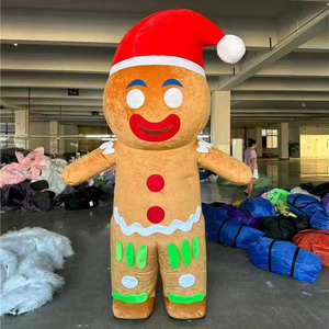Costume de mascotte gonflable géant de 2,2 m à 2,6 m pour adulte unisexe, motif bonhomme en pain d'épices amusant, personnage de dessin animé, OEM pour Noël - Product Image 1