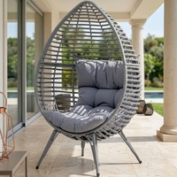 Fauteuil suspendu rond en osier avec pieds, pour intérieur et extérieur, balançoire moderne en rotin pour jardin et patio, hamac en acier