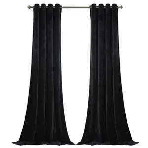 Затемняющие бархатные занавески-теплоизолированные черные бархатные шторы длиной 96 дюймов для гостиной
