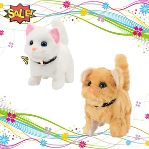 Nouveauté personnalisée contrôle du son mouvement et miaou marche mignon animal en peluche interactif Robot électronique en peluche pour chat jouet pour filles enfants