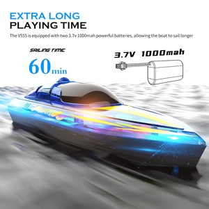 Flytec V555 2.4G LED RC Racing Boat 15km/h Waterproof Rechargeable USB <b>Cable</b> Remote Control Toy for Kids Pool Lake Gifts - Product Image 2