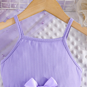 Exquisito Vestido Floral para Niñas de 3 a 8 Años, Verano, Elegante, con Decoración de Lazo, Sin Mangas, Hasta la Rodilla, Suministro ODM - Product Image 3